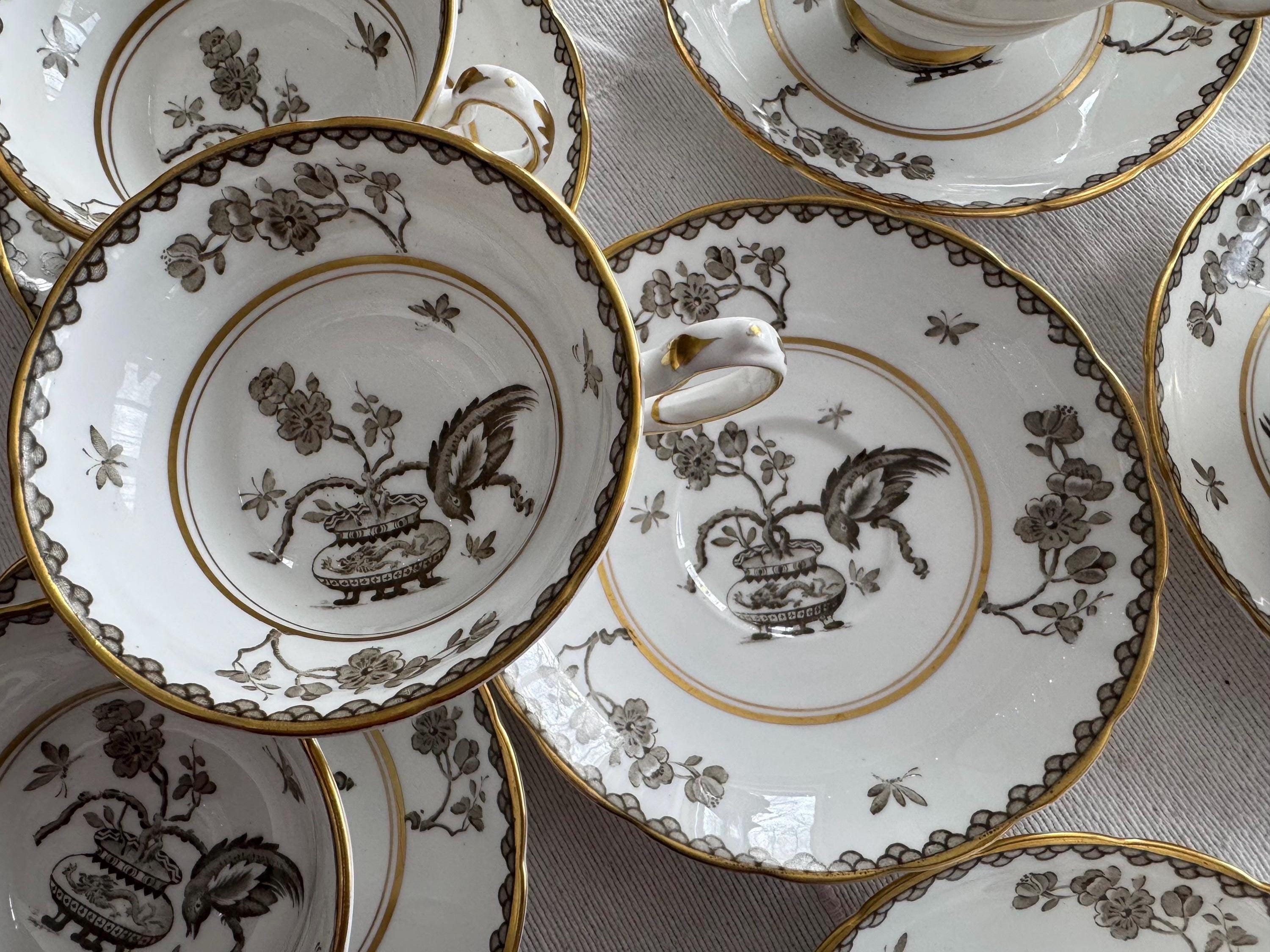 Vintage Grosvenor Fine Bone China Teacup and Saucer: Ming Blossom, England, 6 Available