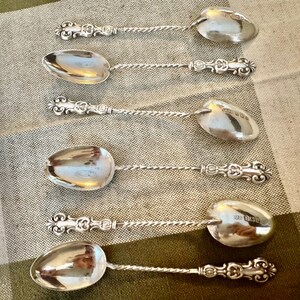 Antique & Vintage Sterling Silver Tea or Coffee Spoons – Sold Individually or in Sets 3.Antique Spoons 6pc