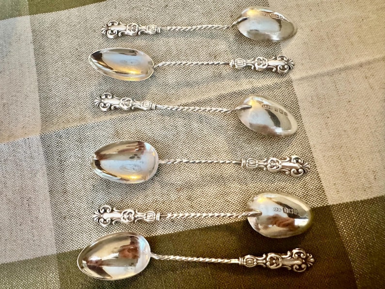 Antique & Vintage Sterling Silver Tea or Coffee Spoons – Sold Individually or in Sets 3.Antique Spoons 6pc