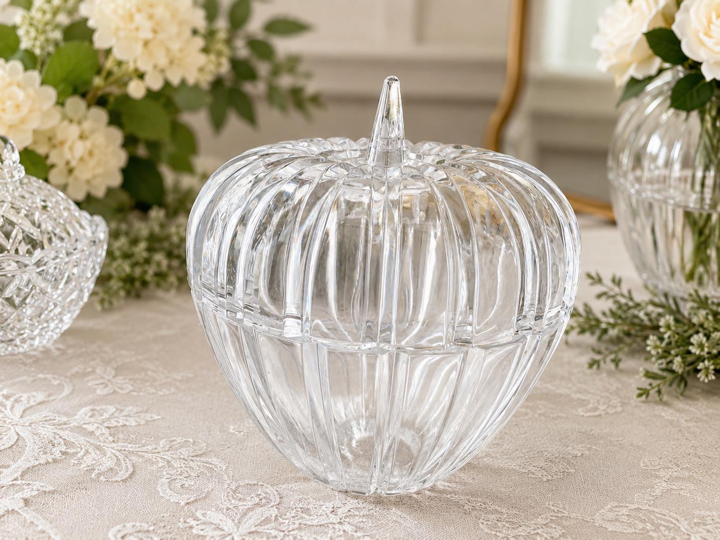 Vintage Crystal Candy Dish with Lid — Each Trinket Jar Sold Individually