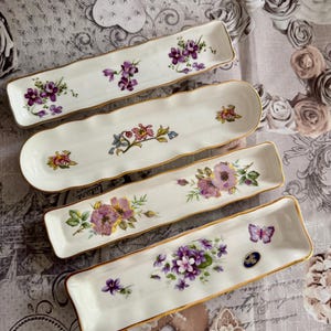 Vintage English Bone China Olive Tray: Pink Roses, Gold Trim image 9