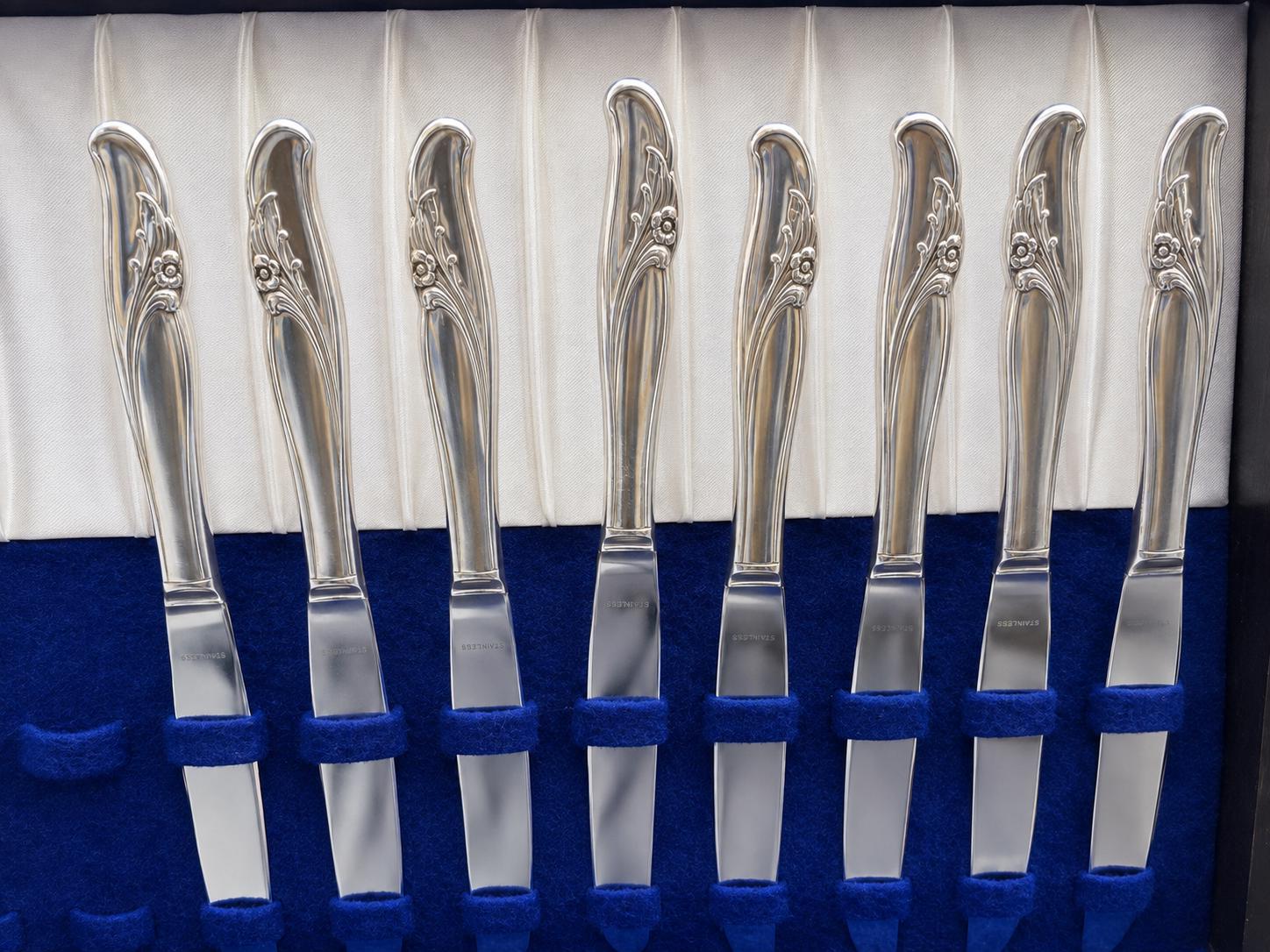 Exquisite 1957 International Silver Silverplate — Complete  Set for 8 — Vintage Floral Silverware Set (44 items)