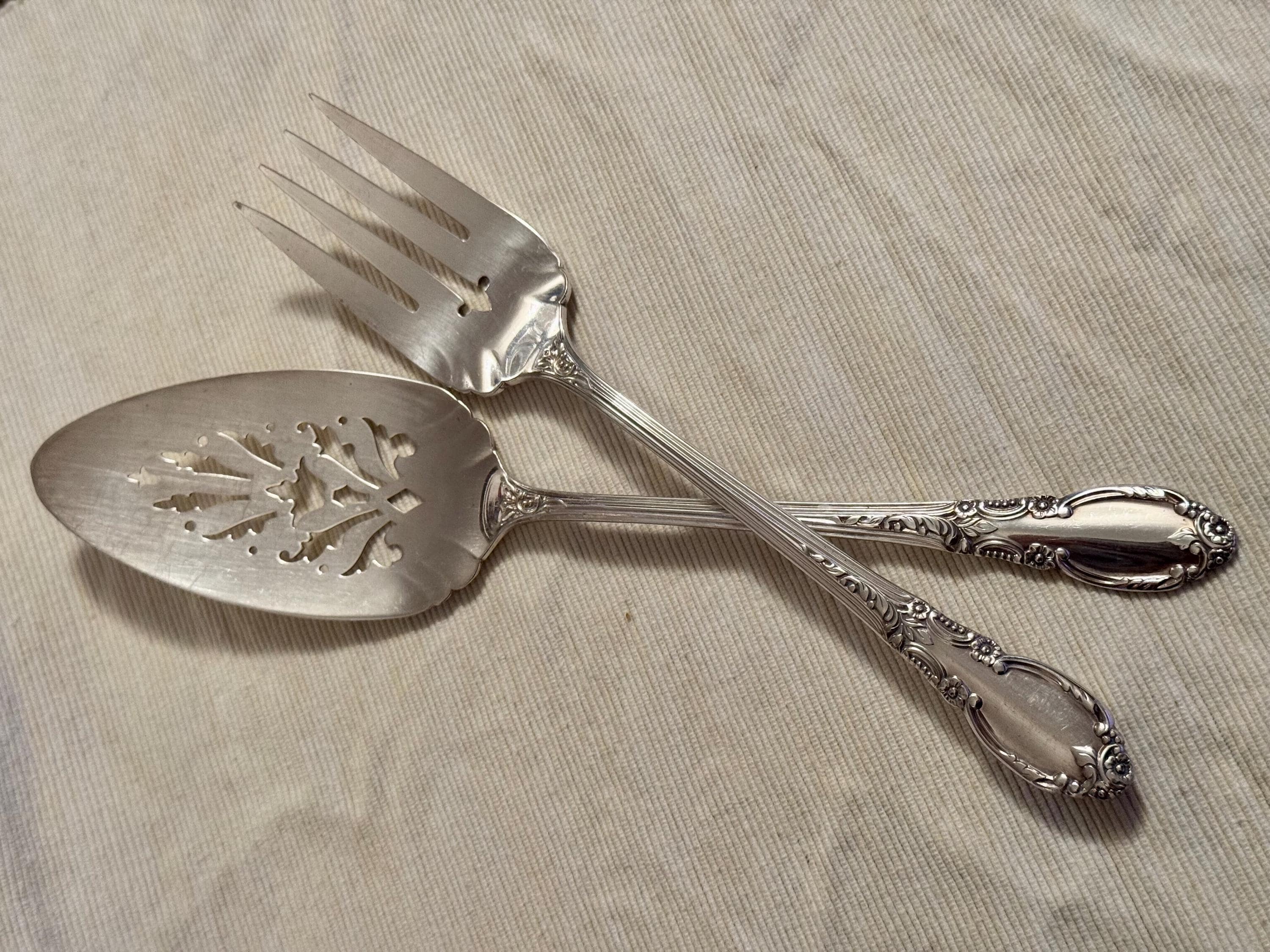 Vintage Oneida Silverplate Cake Server and Cold Meat Forks Set - 3-Piece Serving Set