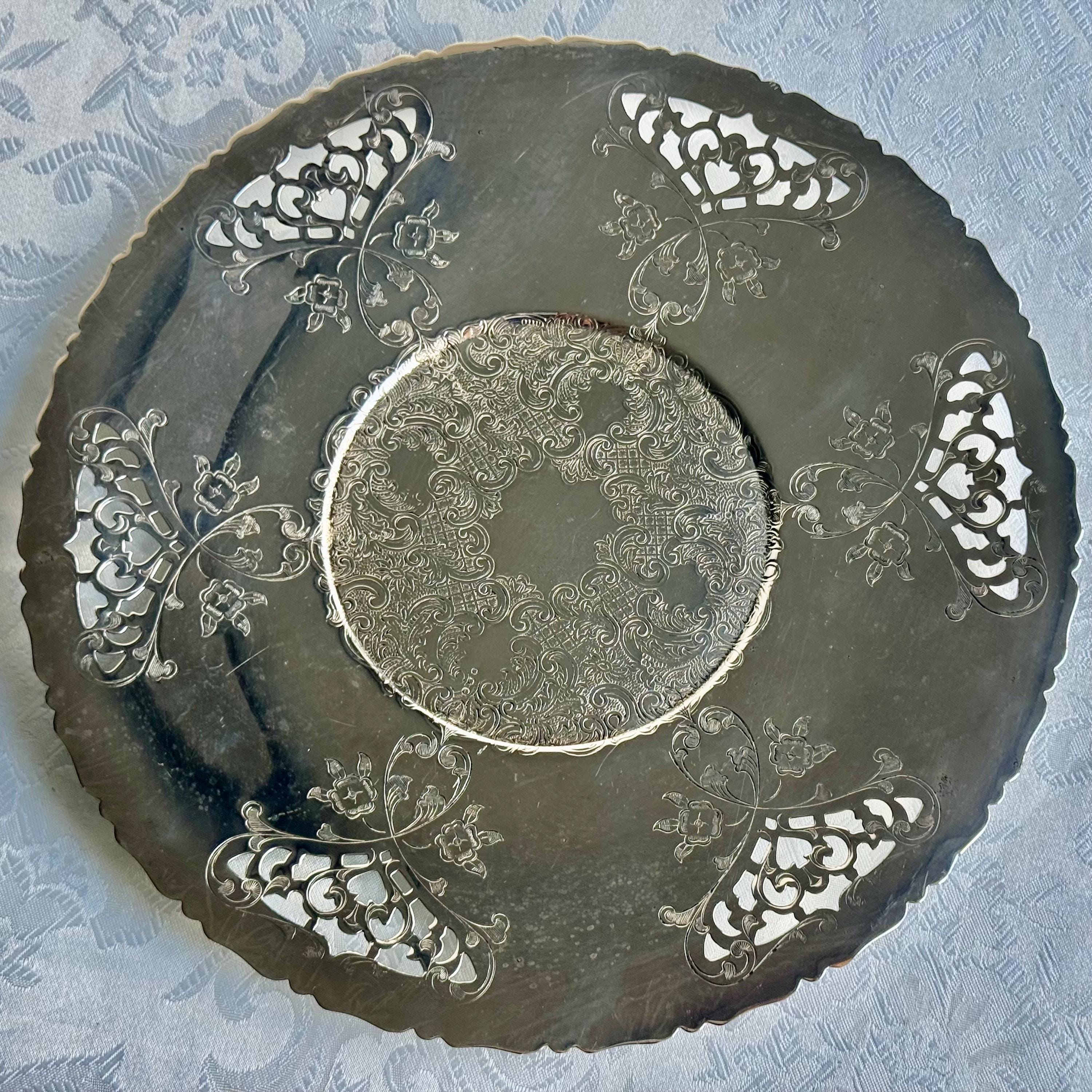Vintage Silverplate Perforated Trays Collection – Ornate Round Serving & Display Trays 9–11” – Sold Individually