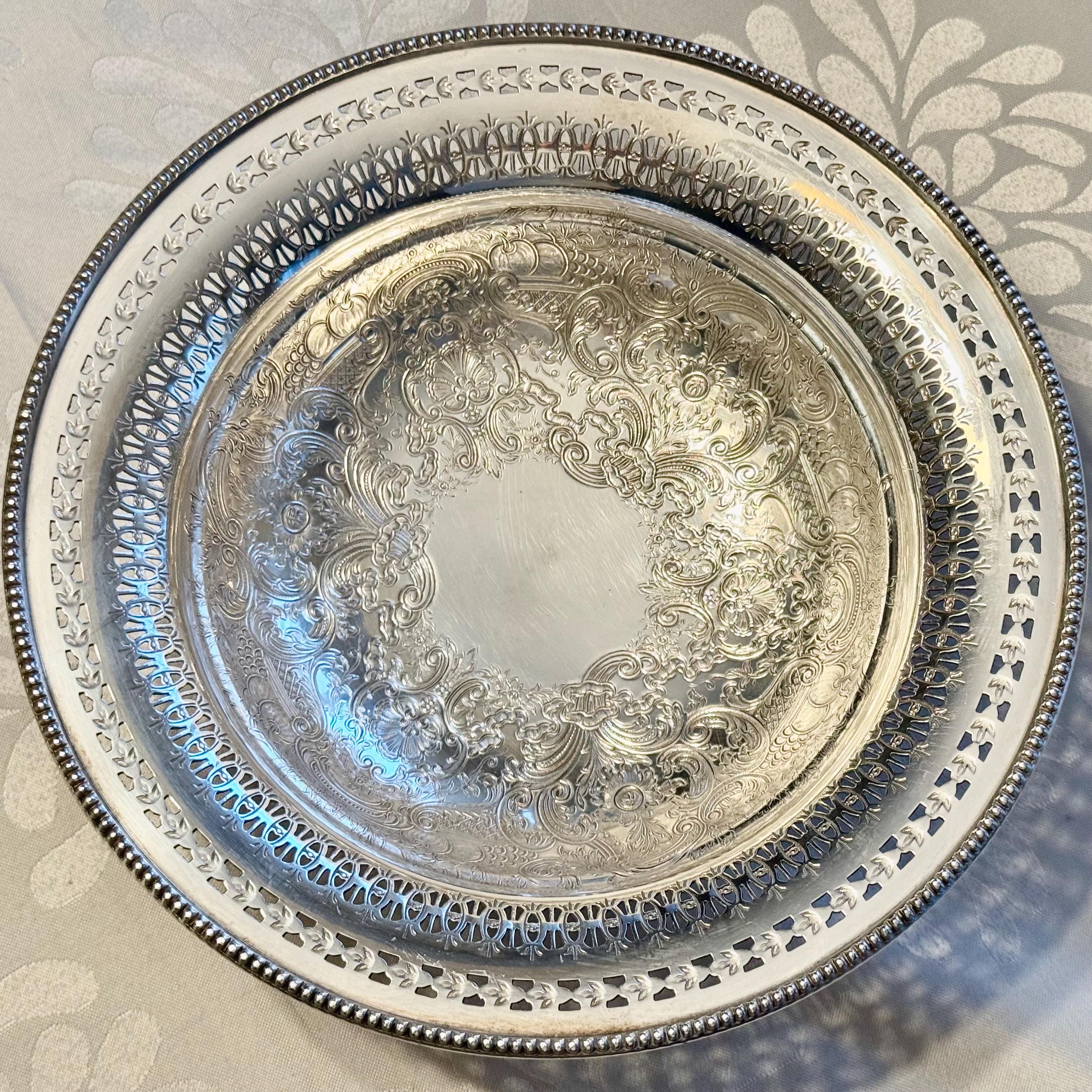 Heavy Antique Silverplate “Cavendish Plate” Pedestal Serving Bowl – Made in England