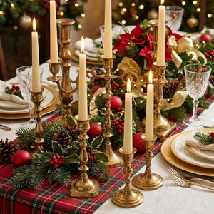 Vintage Brass Candle Holder Collection — Sold in Pairs or Standalone Candelabras bild 1