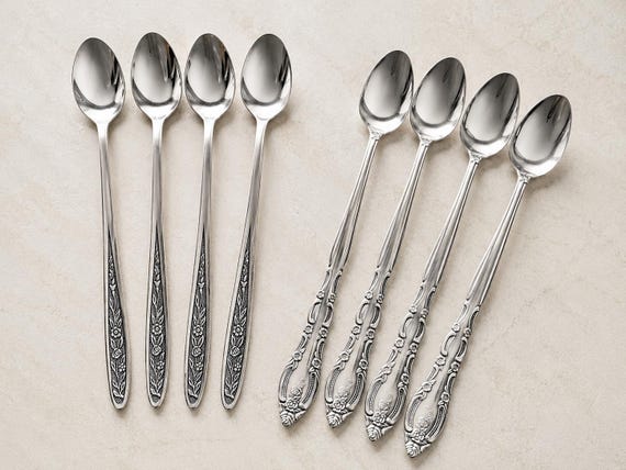 Elegant Vintage Stainless Iced Tea or Cocktail Spoons – Set of 4 – Japan or Korea – Long Handle