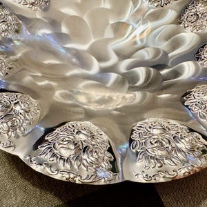 Vintage BMF Silverplated Footed Serving Bowl — Rose Embossed — Made in Western Germany image 1