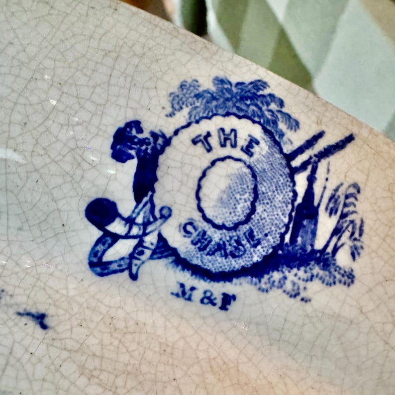 Vintage or Antique Blue & White Transferware Serving Platters bild 16