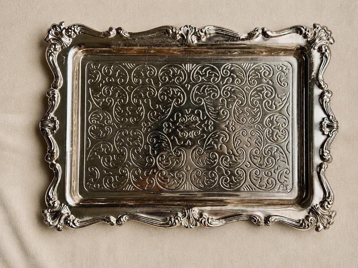 Vintage & Antique Rectangular or Square Silverplate Serving Trays — Ornate Decorative Trays — Choose Your Style