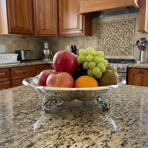 Ornate Viking Plate Footed Fruit Bowl – 12” Wide –  Made in Canada