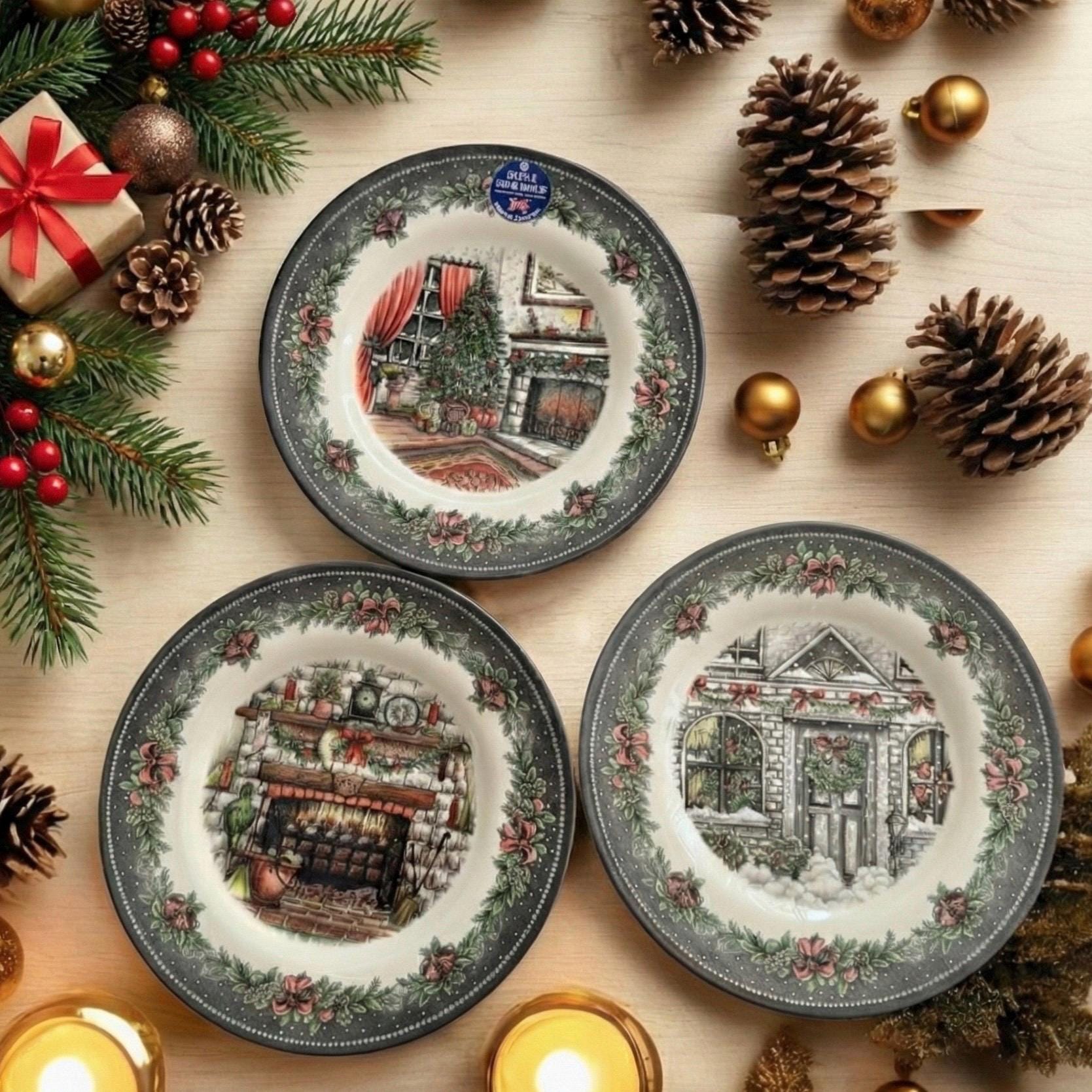 Vintage Style Transferware - Salad Plates 8.5” - Christmas Eve Theme - Royal Stafford England - Sold Individually