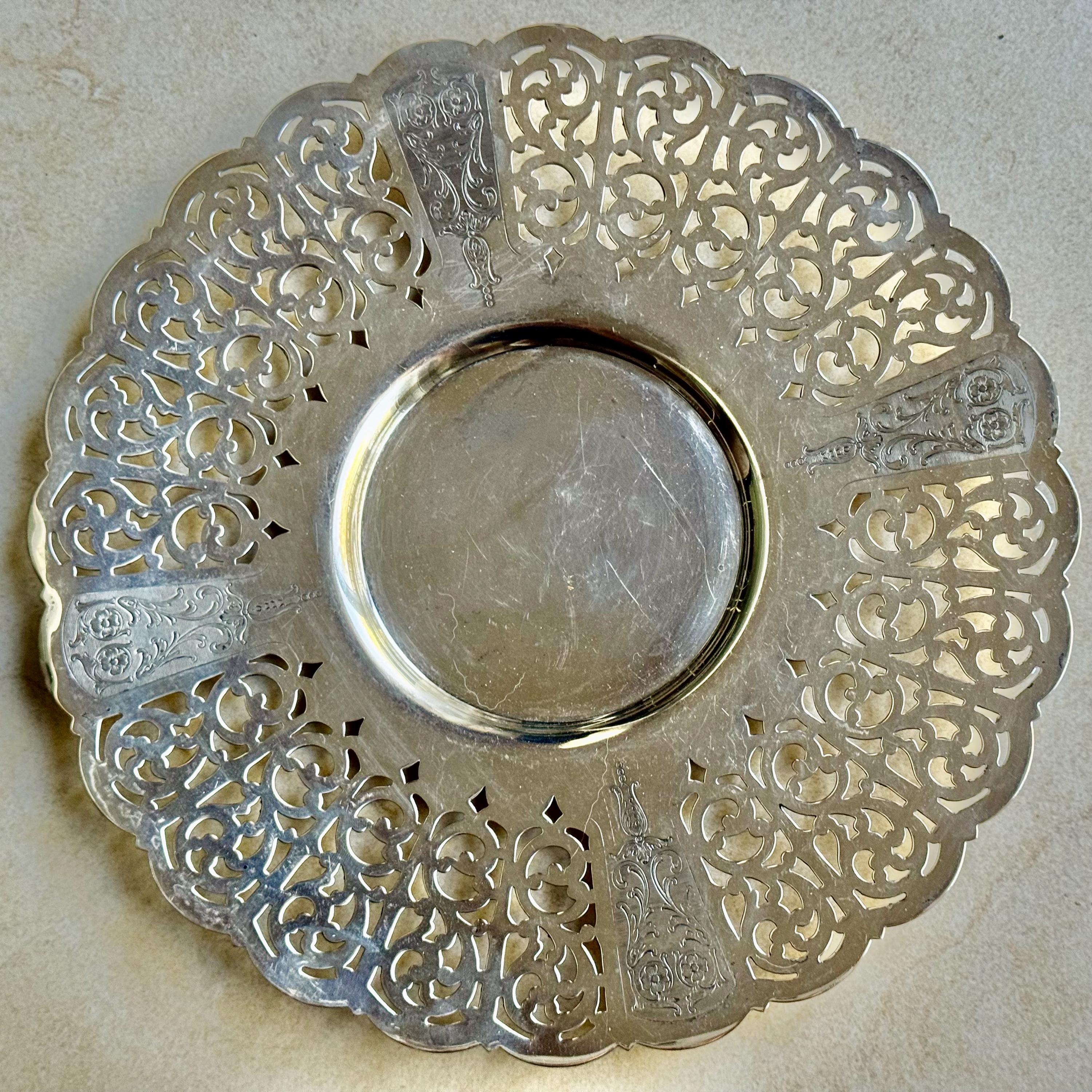 Vintage Silverplate Perforated Trays Collection – Ornate Round Serving & Display Trays 9–11” – Sold Individually