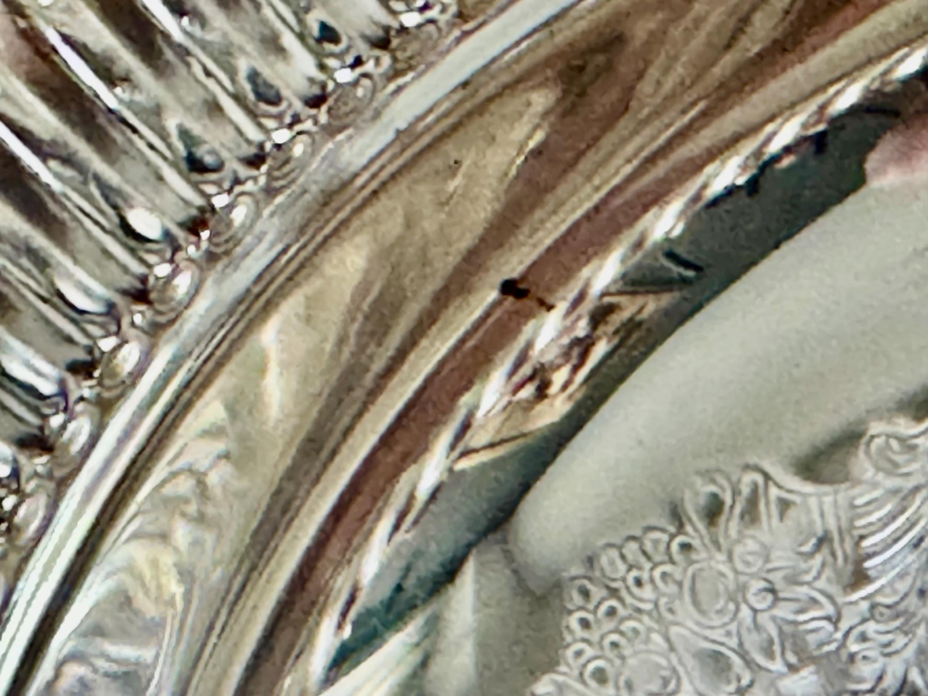 Vintage Silver Plated Serving Bowl 10.25”, Ornate Engraved Centre, Fluted Rim, Tarnish Resistant
