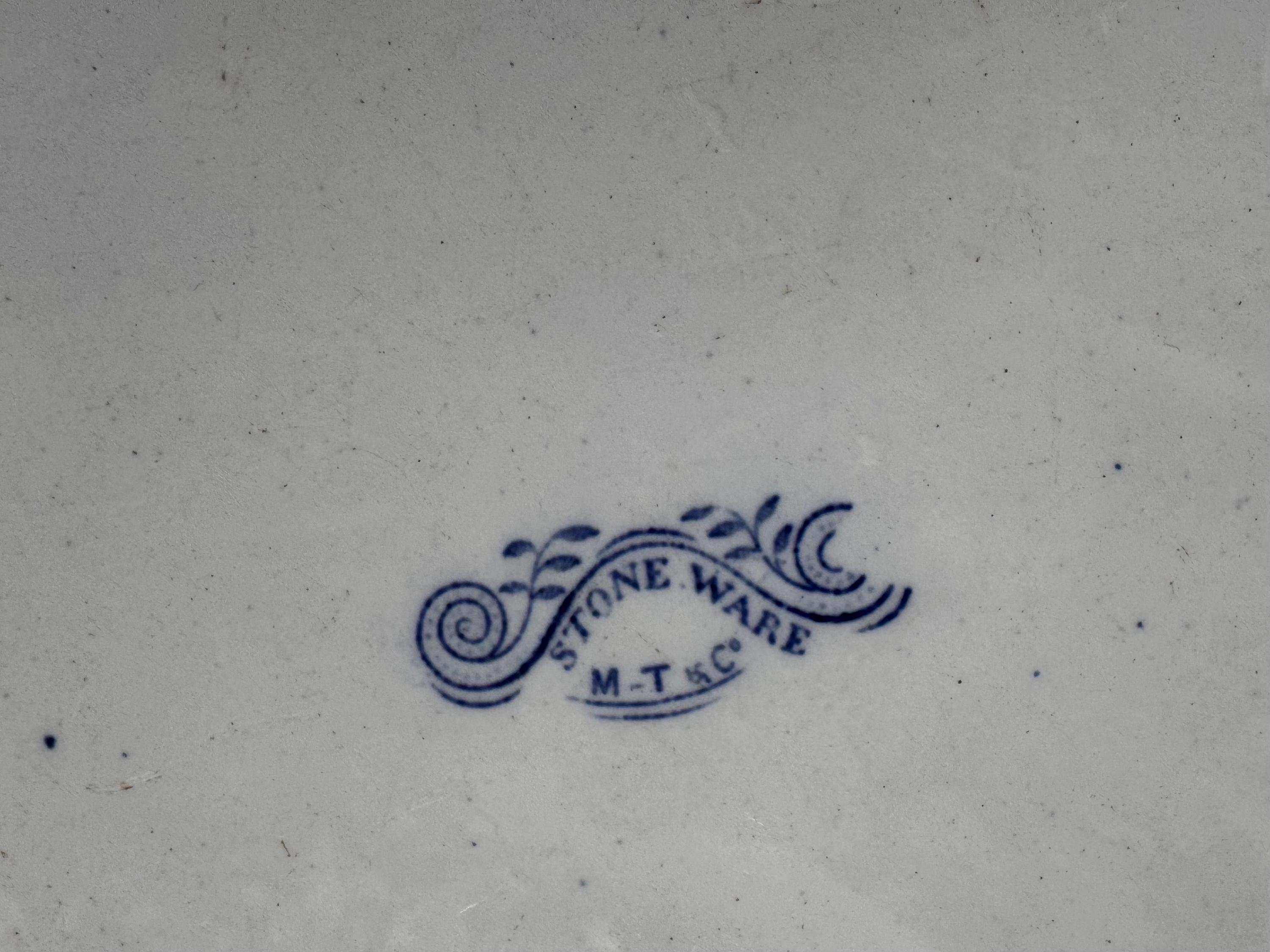 Antique M.T. & Co. Blue Willow Stoneware Platter – England, Circa Mid-19th Century