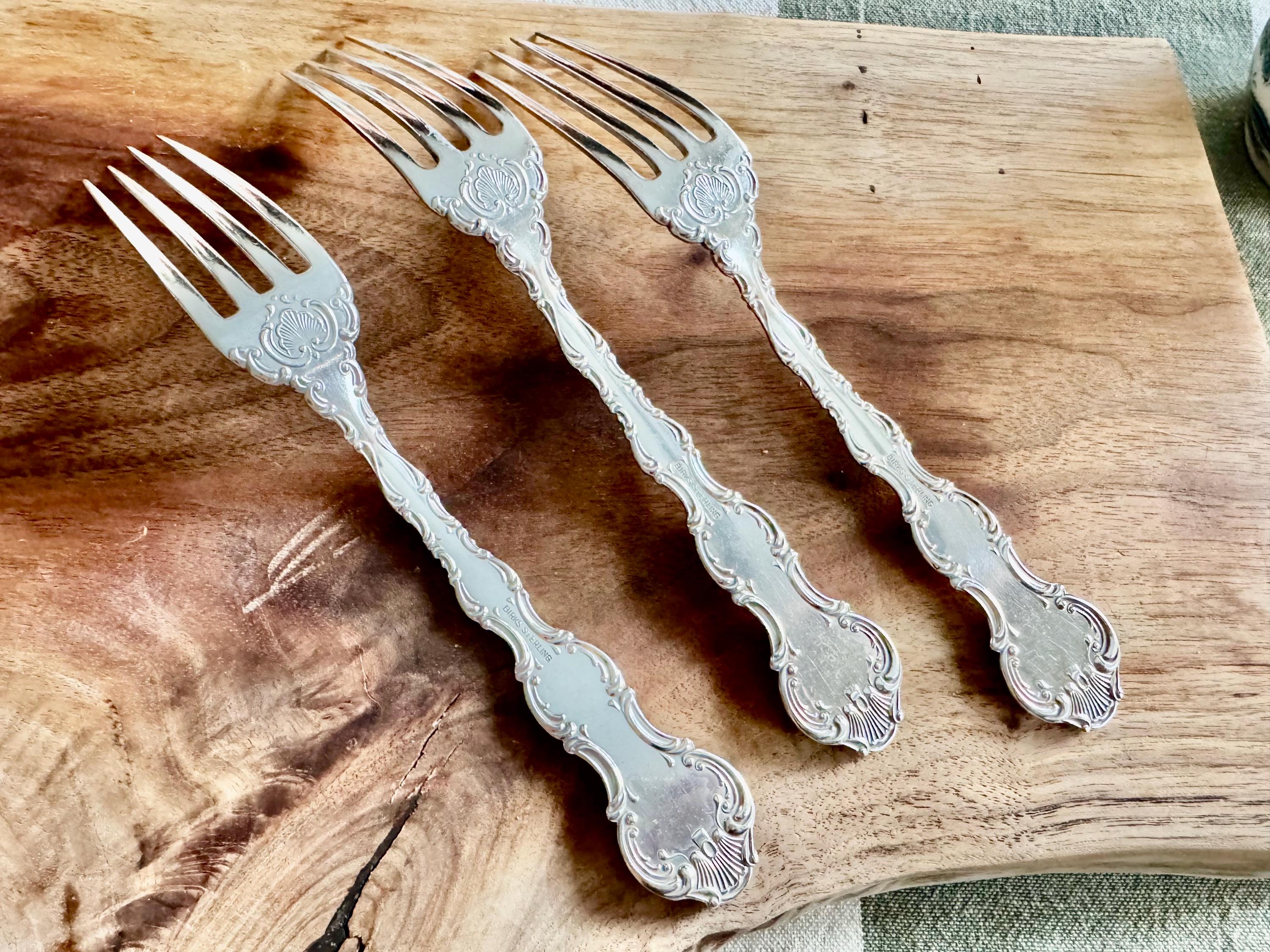 Vintage Birks Sterling Silver “Pompadour” Dinner Fork 7” – Sold Individually