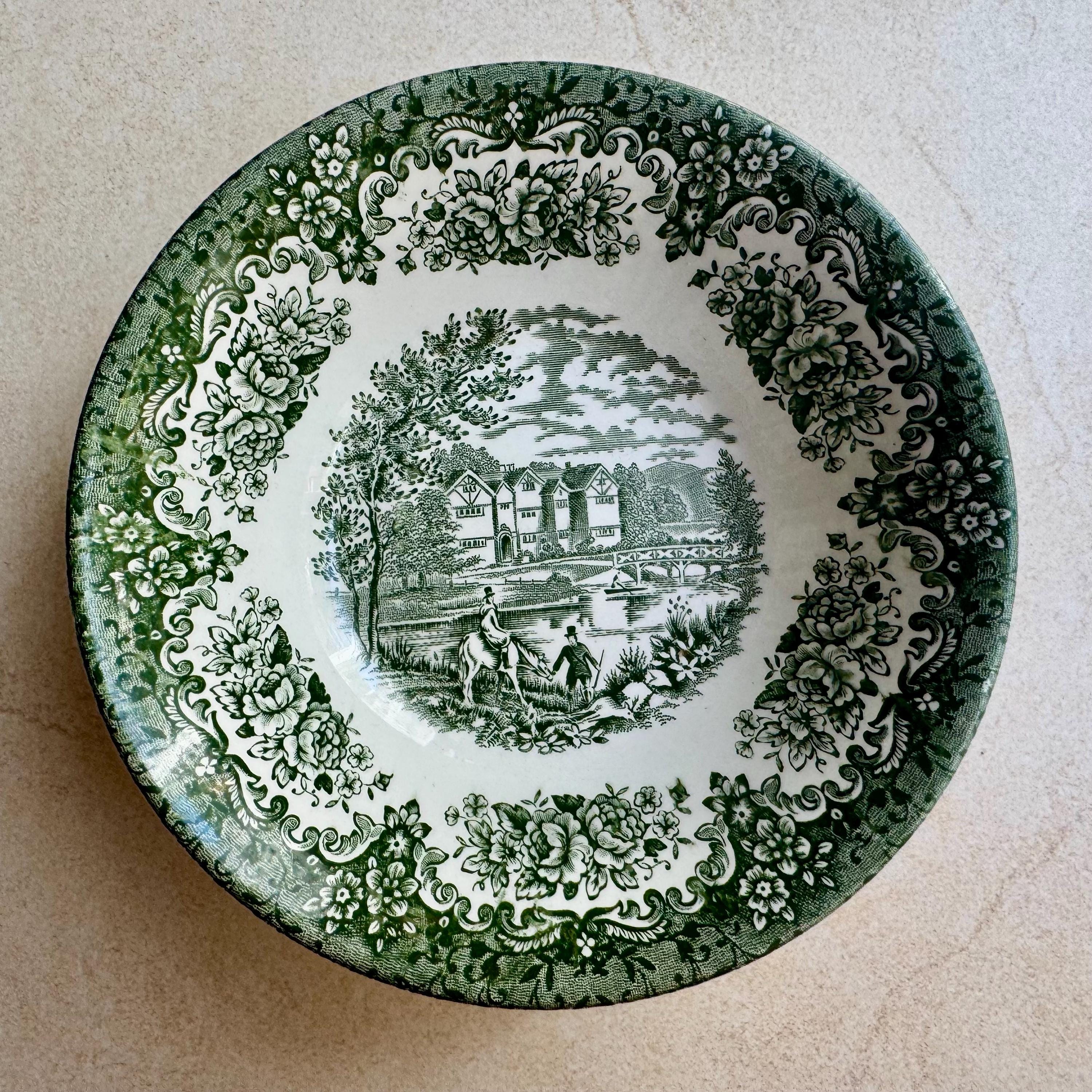 Gallery Wall Mismatched Set - England Farm Scenes in Brown & Green — 15 Plates