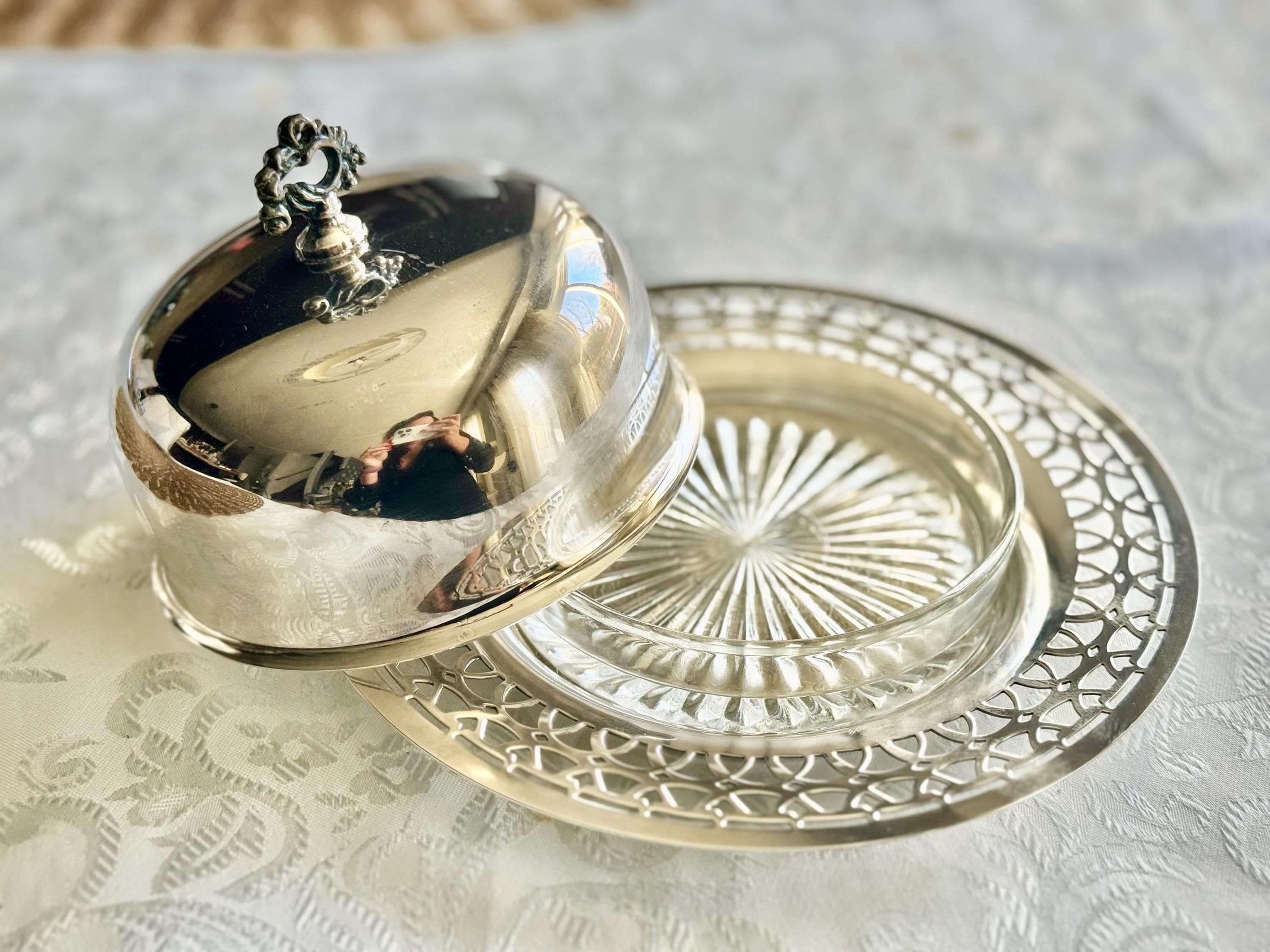Vintage Silverplate Covered Dishes & Roll-Top Server — Sold Individually