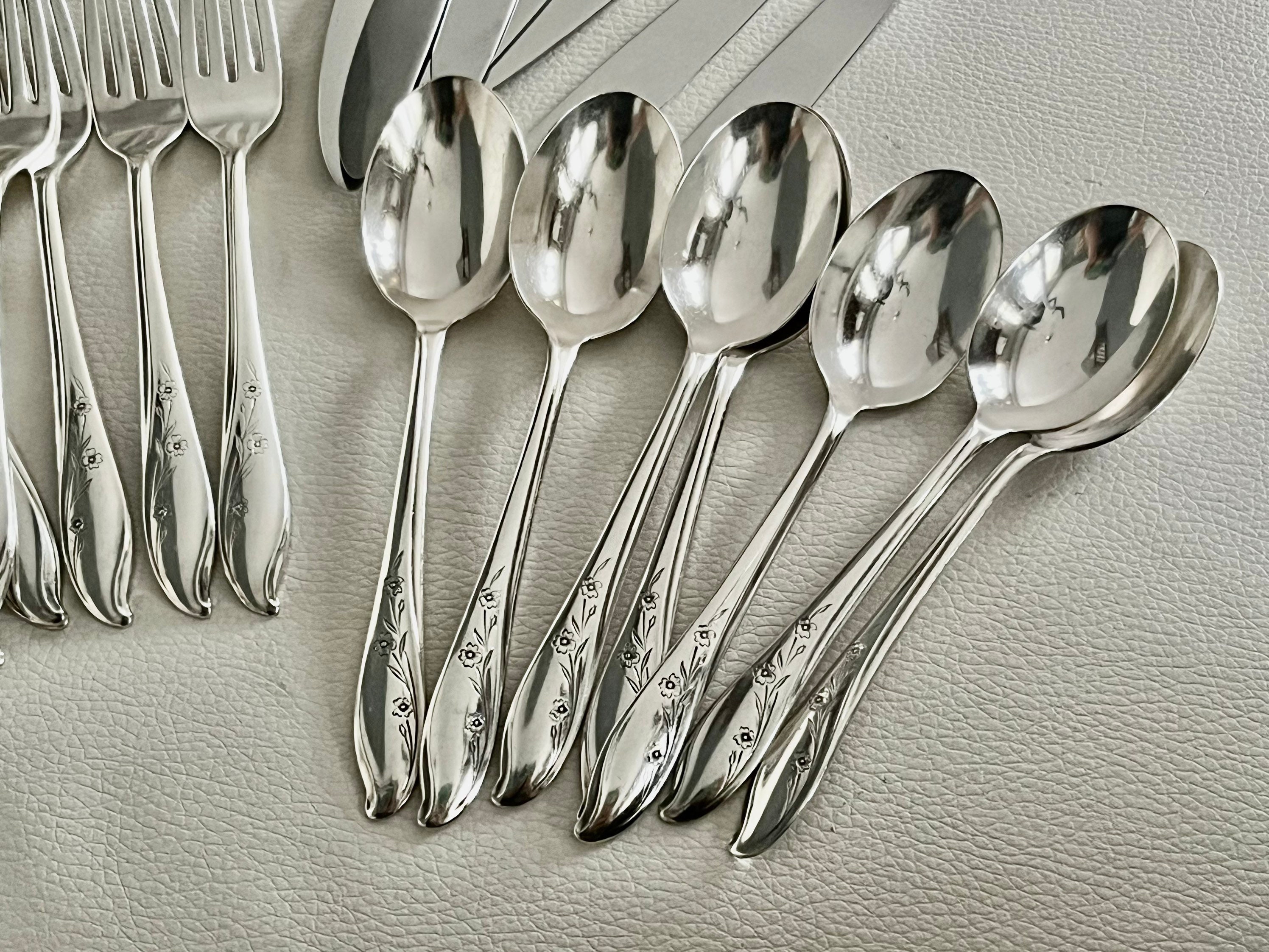Vintage 1957 Springtime Silver Plated Silverware Set for 8 – 58 Pieces