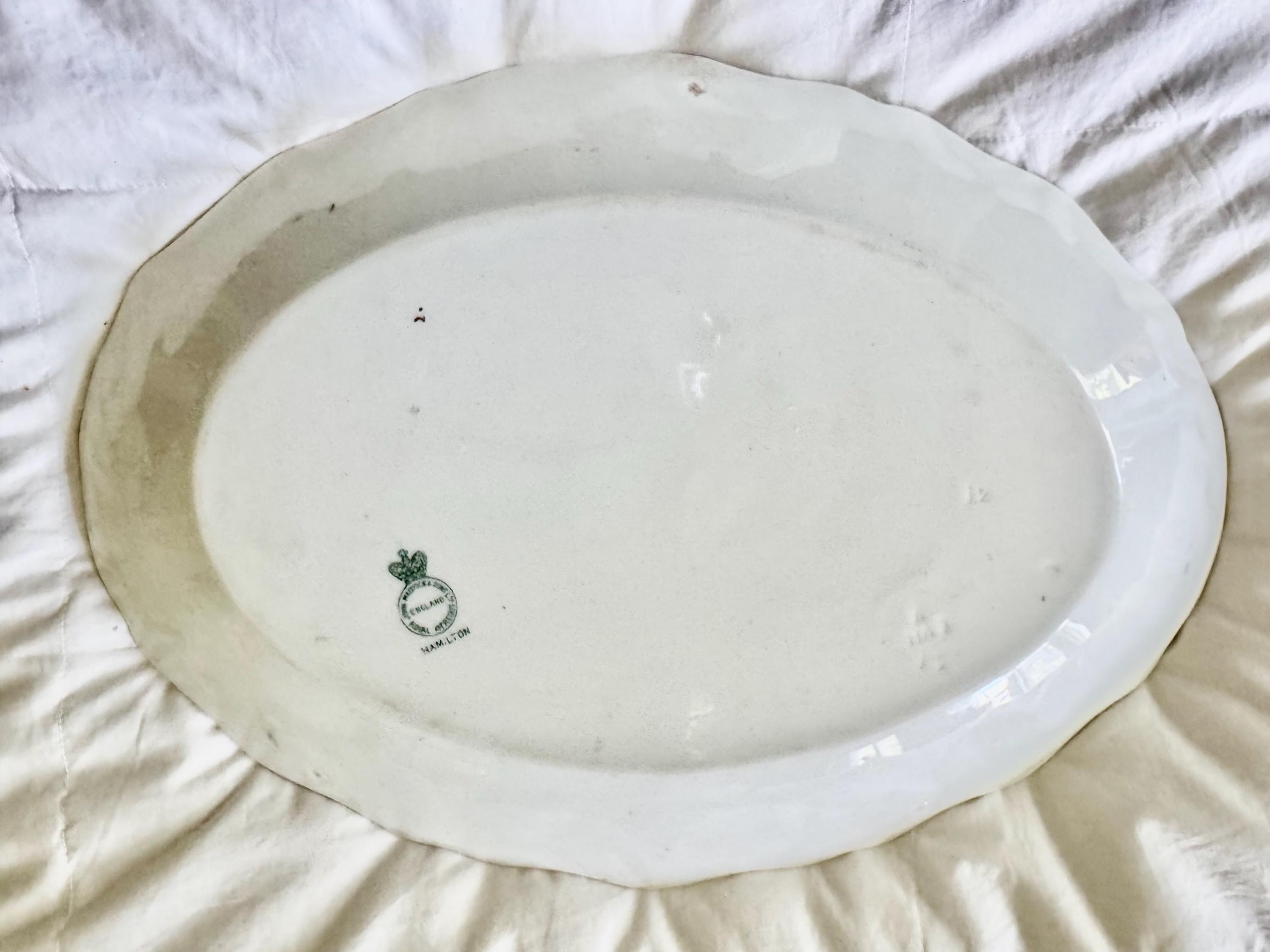 Antique Green or Teal Transferware Platters | English Serving Platters | Sold Individually