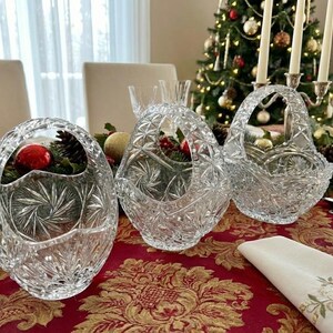 Vintage Heavy Cut Crystal Basket with Handle – Pinwheel & Starburst Pattern, Candy Dish, Wedding Centerpiece, Choose Your Favorite image 5