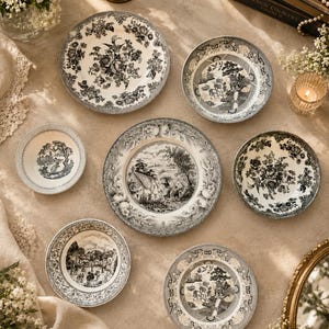 Vintage Royalty Wall Plates – Black & White Gallery Collection, Ceramic Porcelain bild 1