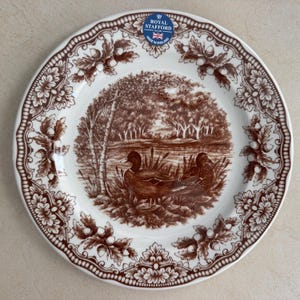 Royal Stafford Thanksgiving Wildlife Plates – Brown Transferware – Dinner & Salad Plates – Made in England Ducks Dinner Plate