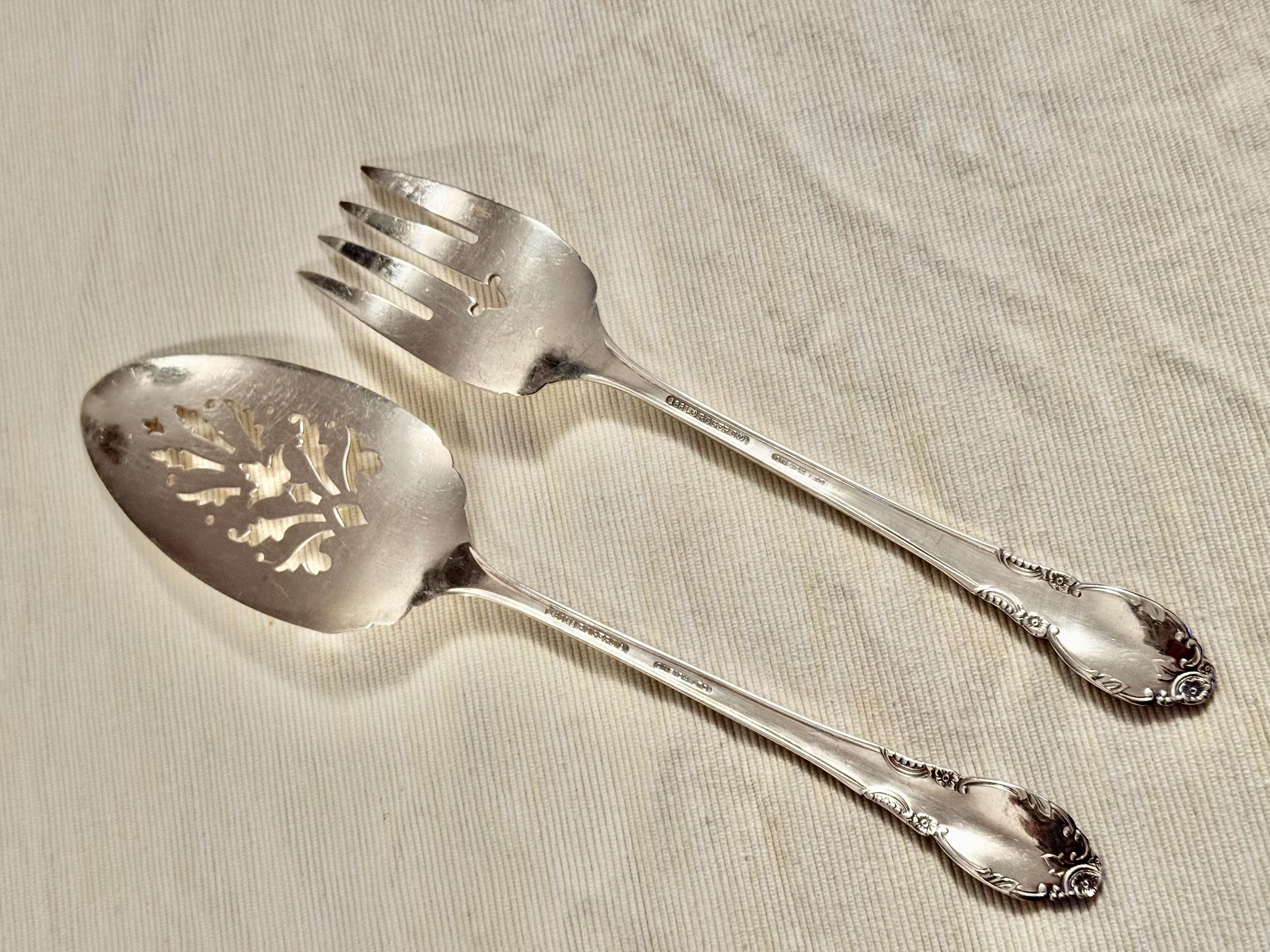 Vintage Oneida Silverplate Cake Server and Cold Meat Forks Set - 3-Piece Serving Set