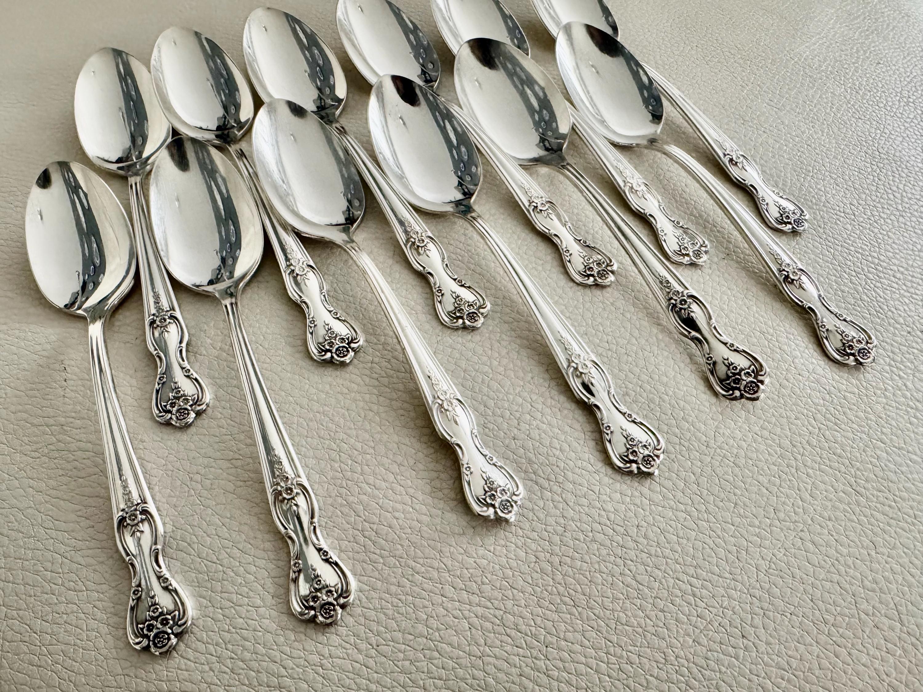 Vintage Dessert Spoons - Silver Plated Silverware Inspiration Magnolia (1951) by Rogers & Bros