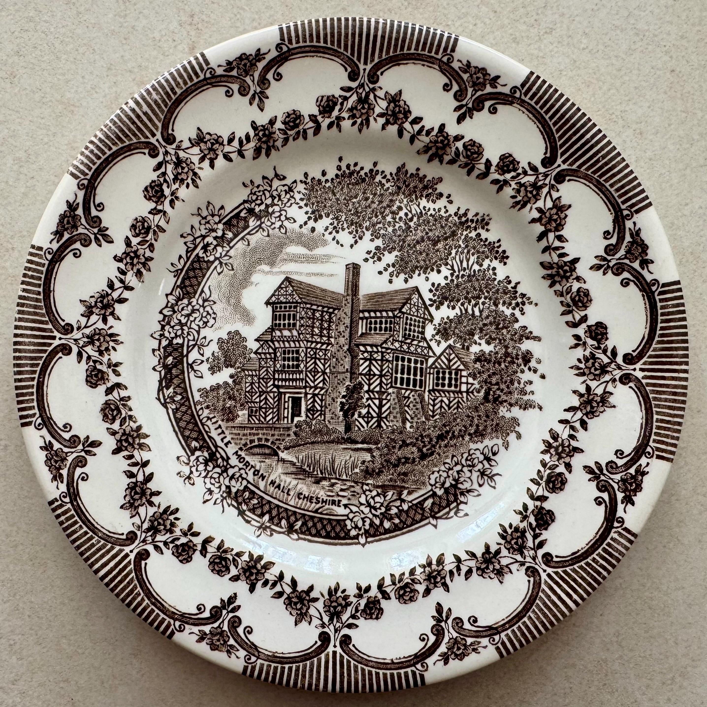 Vintage Brown Transferware Plates – Set of 7 Eclectic Cottagecore Display — Wall Gallery