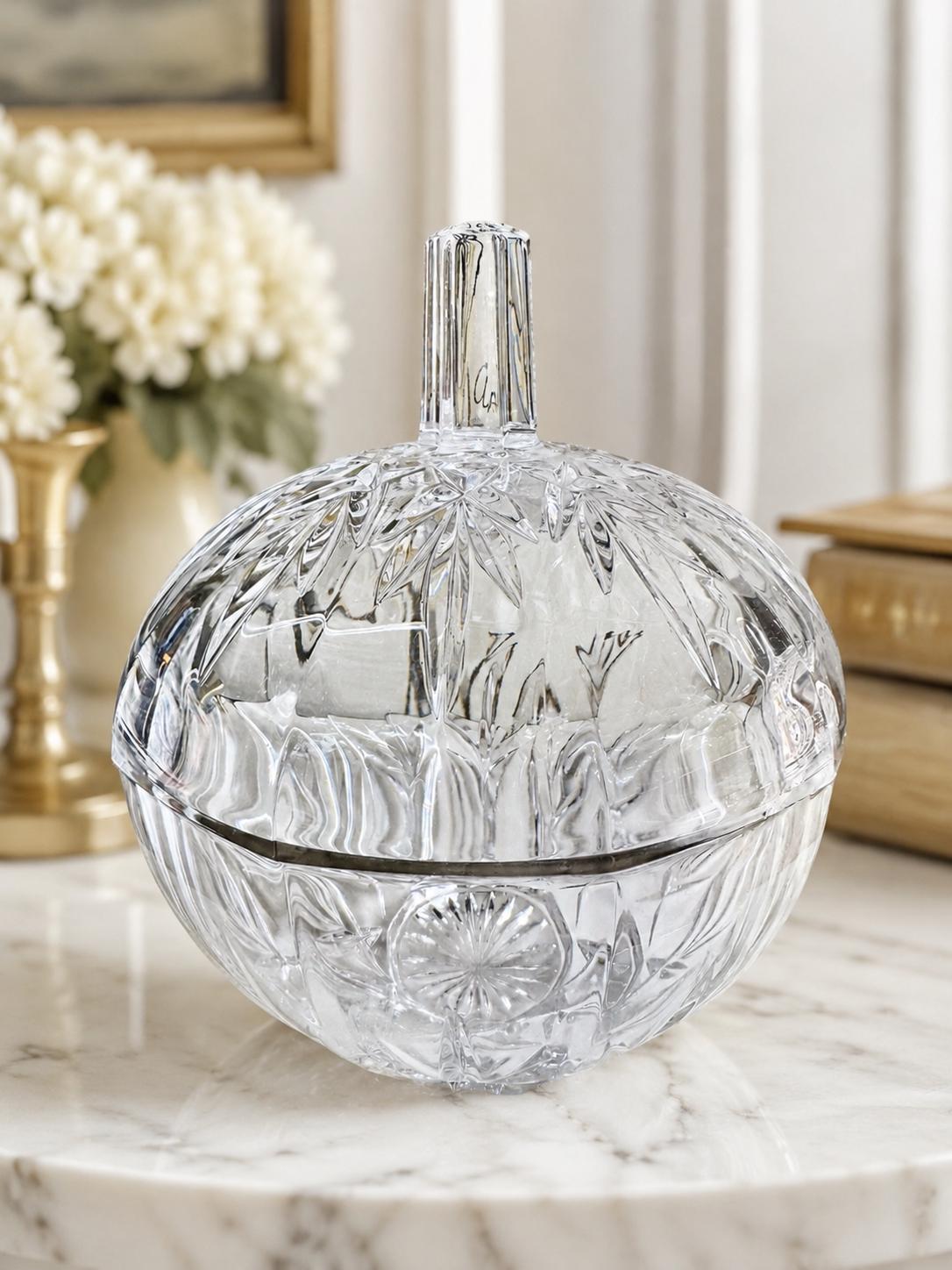Vintage Crystal Candy Dish with Lid — Each Trinket Jar Sold Individually