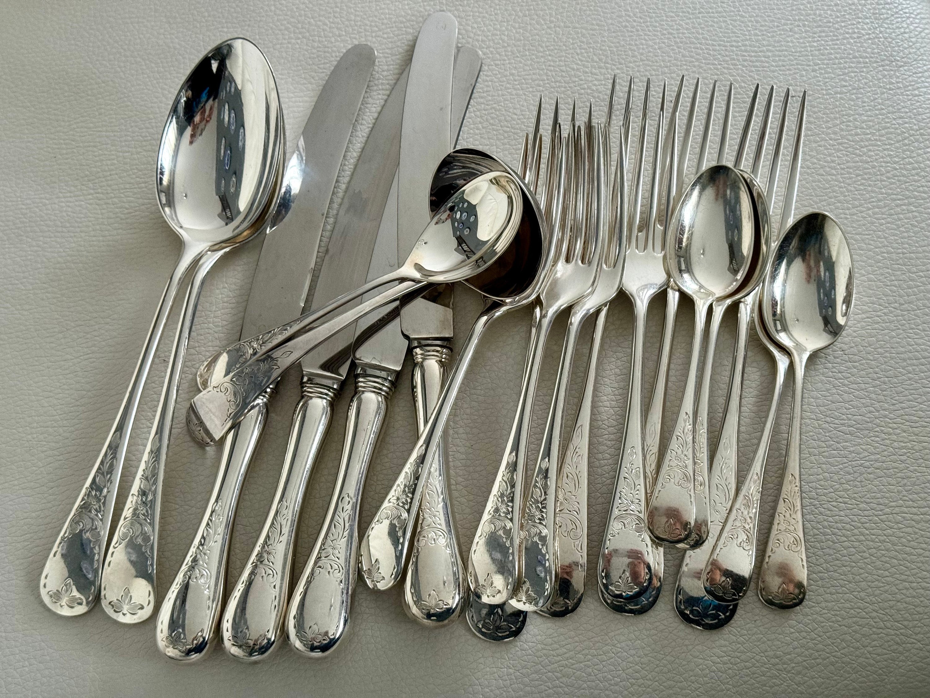 Vintage Birks Regency - Silver Plated - Queen Mary - Complete Set for 6 or 12 Persons
