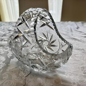 Vintage Heavy Cut Crystal Basket with Handle – Pinwheel & Starburst Pattern, Candy Dish, Wedding Centerpiece, Choose Your Favorite image 7