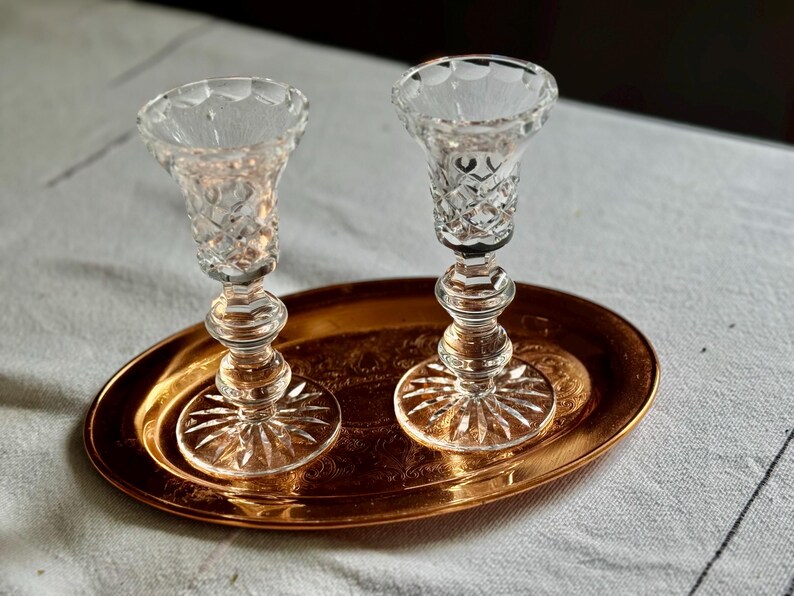 Pair of Vintage Cut Crystal Candlesticks – Likely Waterford bild 5