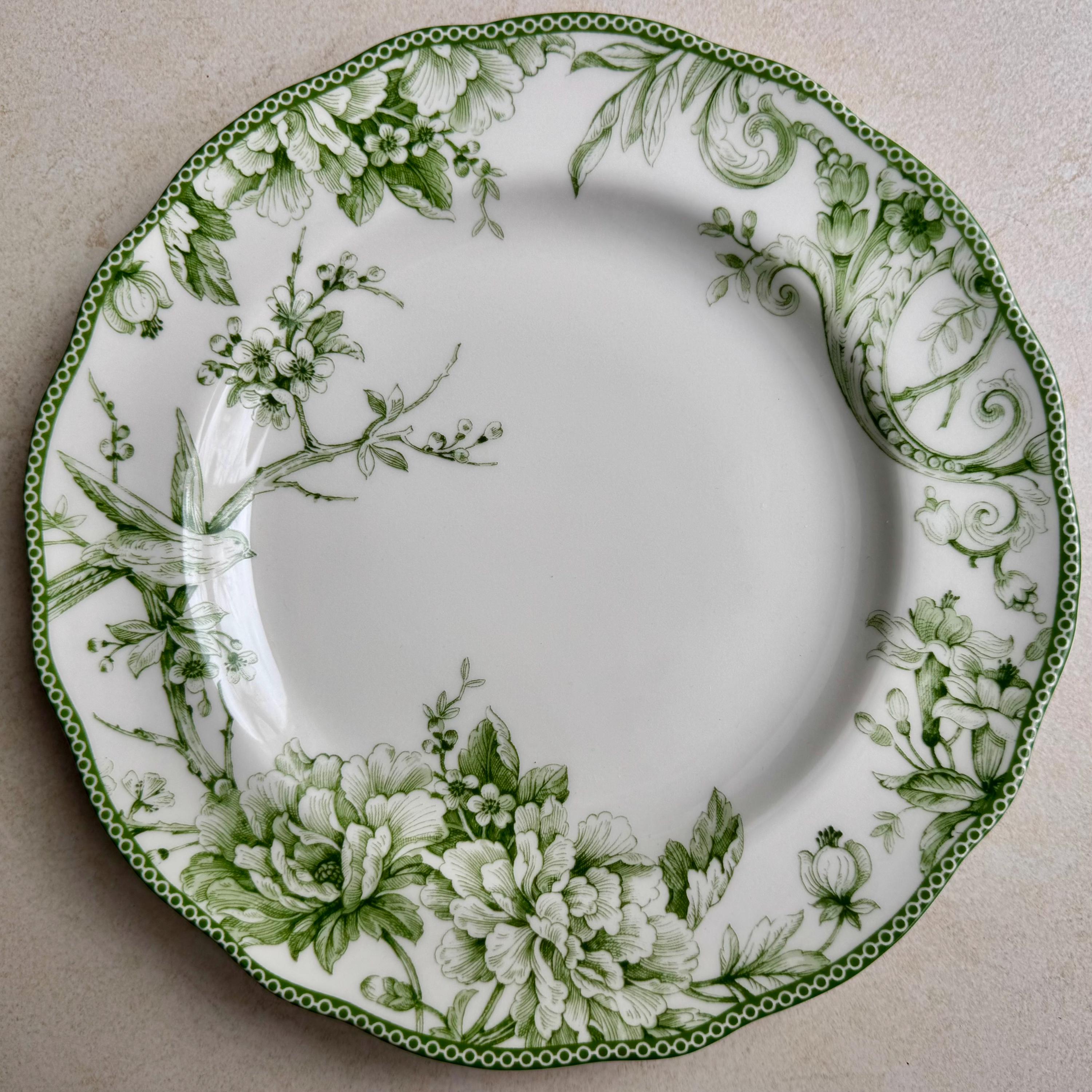 Curated Vintage Green Wall Gallery – Set of 7 Decorative Plates
