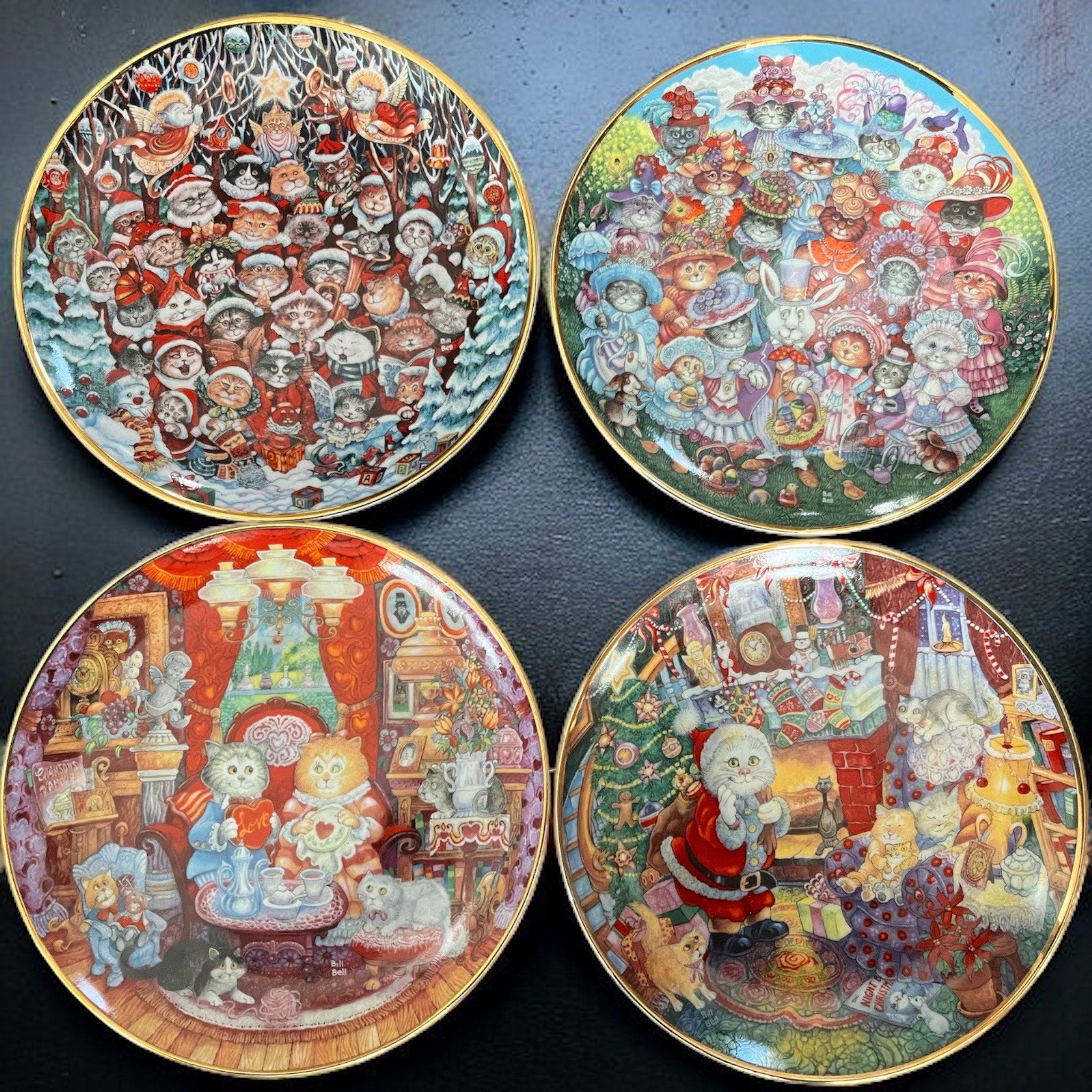 Franklin Mint Heirloom - Super Bright and Fun Decor - Decorative Plates 8” - Christmas, Easter & Valentines