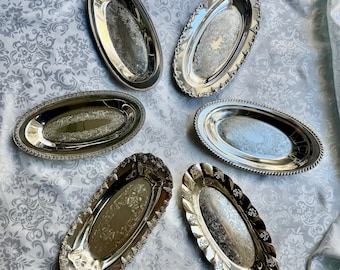 Vintage Silver Plated Oval Trays: Sheffield or Marlboro Plate, Made in England/Canada