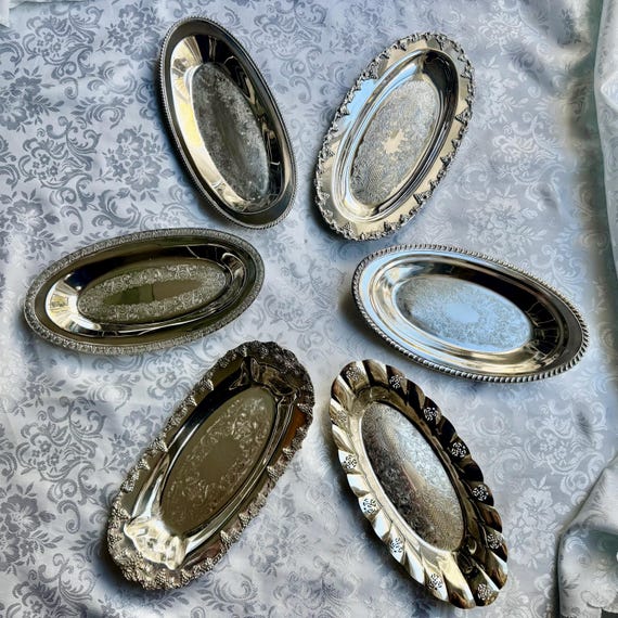 Vintage Silver Plated Oval Trays: Sheffield or Marlboro Plate, Made in England/Canada