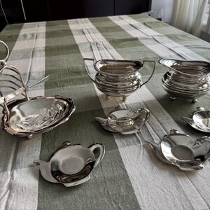 Vintage Silverplate Tea Accessories – English Toast Rack, Teabag Holder, Creamer & Sugar image 11