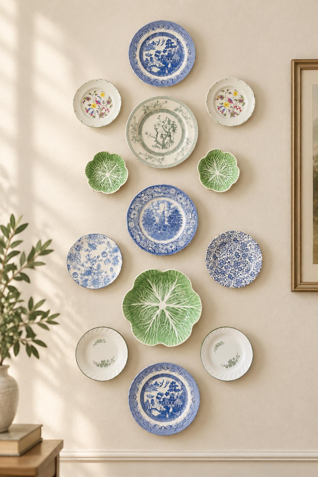 Vintage Blue & Green Plate Wall Gallery — Curated Collection