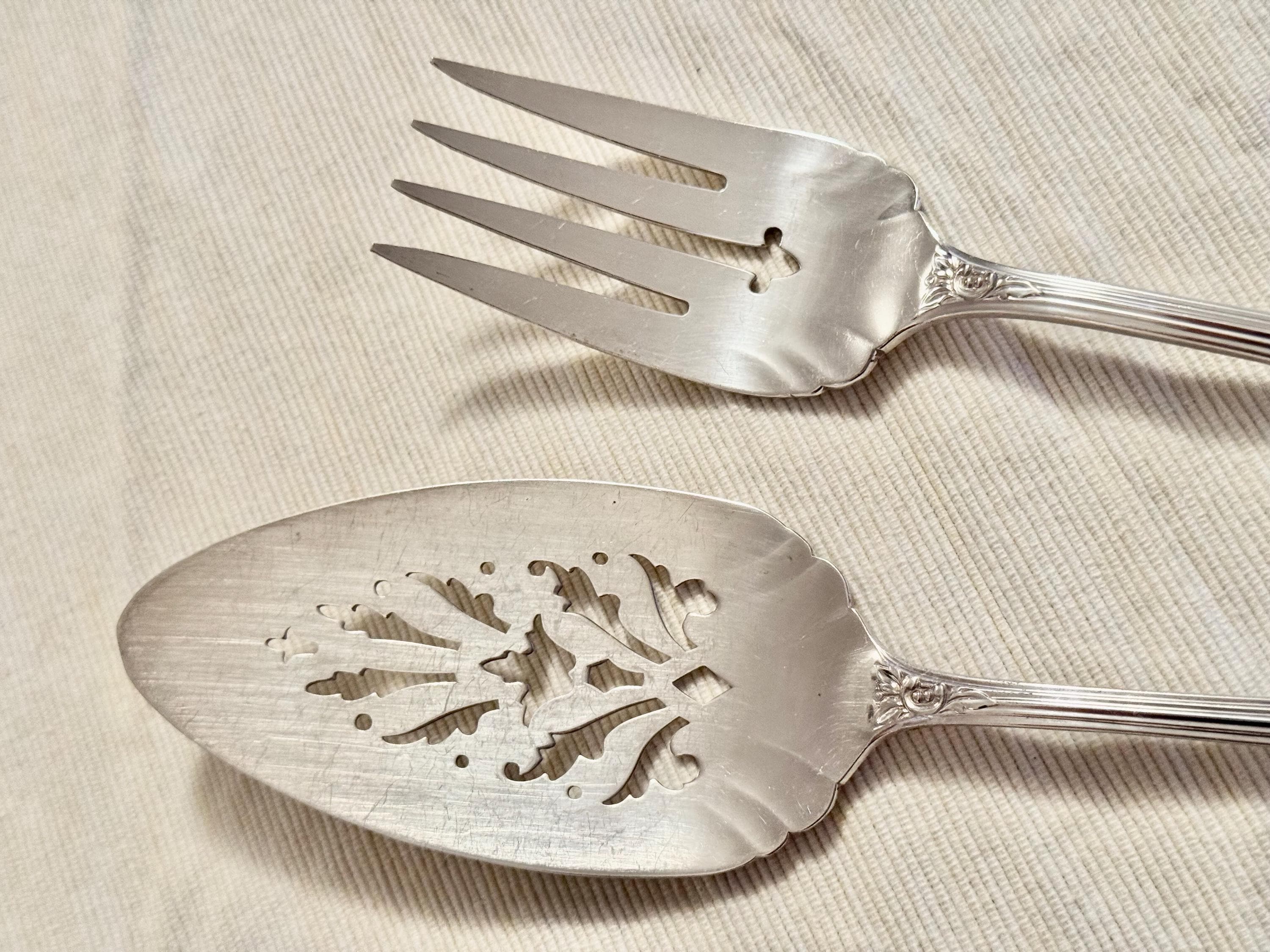 Vintage Oneida Silverplate Cake Server and Cold Meat Forks Set - 3-Piece Serving Set