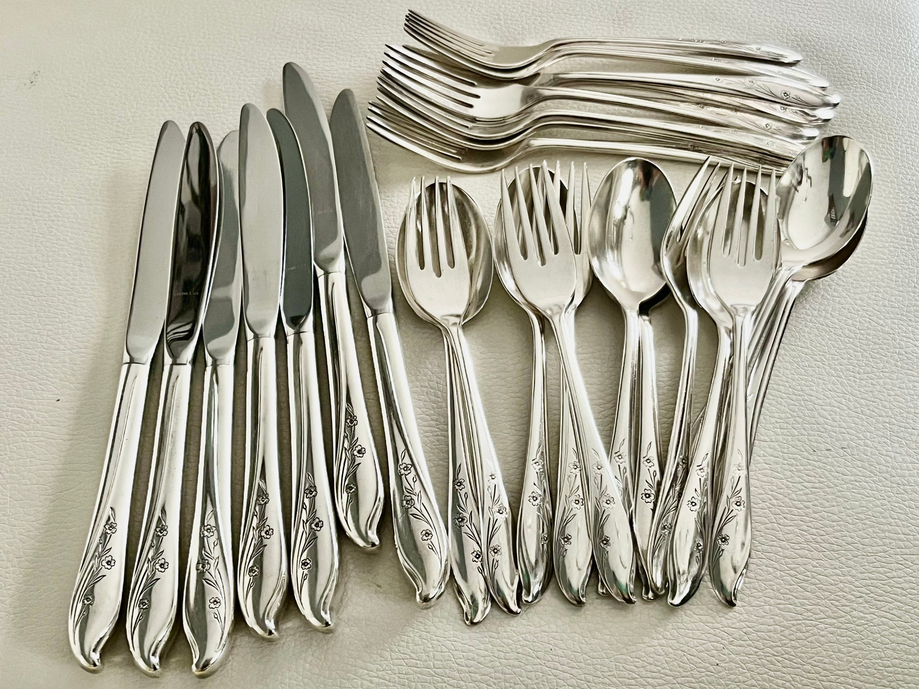 Vintage 1957 Springtime Silver Plated Silverware Set for 8 – 58 Pieces