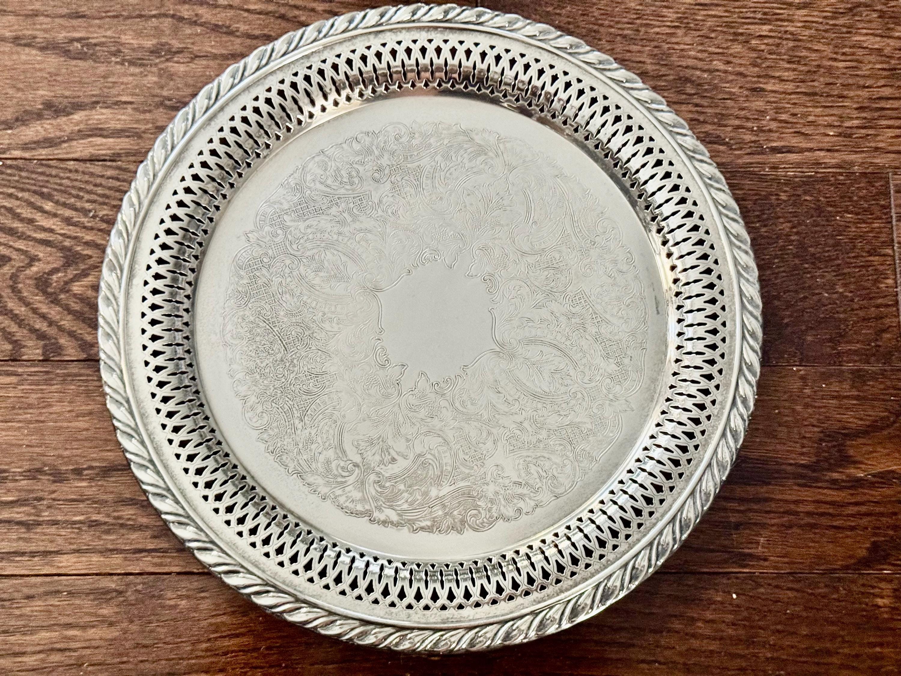Vintage Silverplate Perforated Trays Collection – Ornate Round Serving & Display Trays 9–11” – Sold Individually