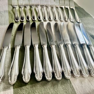 Rostfrei Solingen verzilverd bestek – complete service voor 11 + extra's – Duitsland afbeelding 8