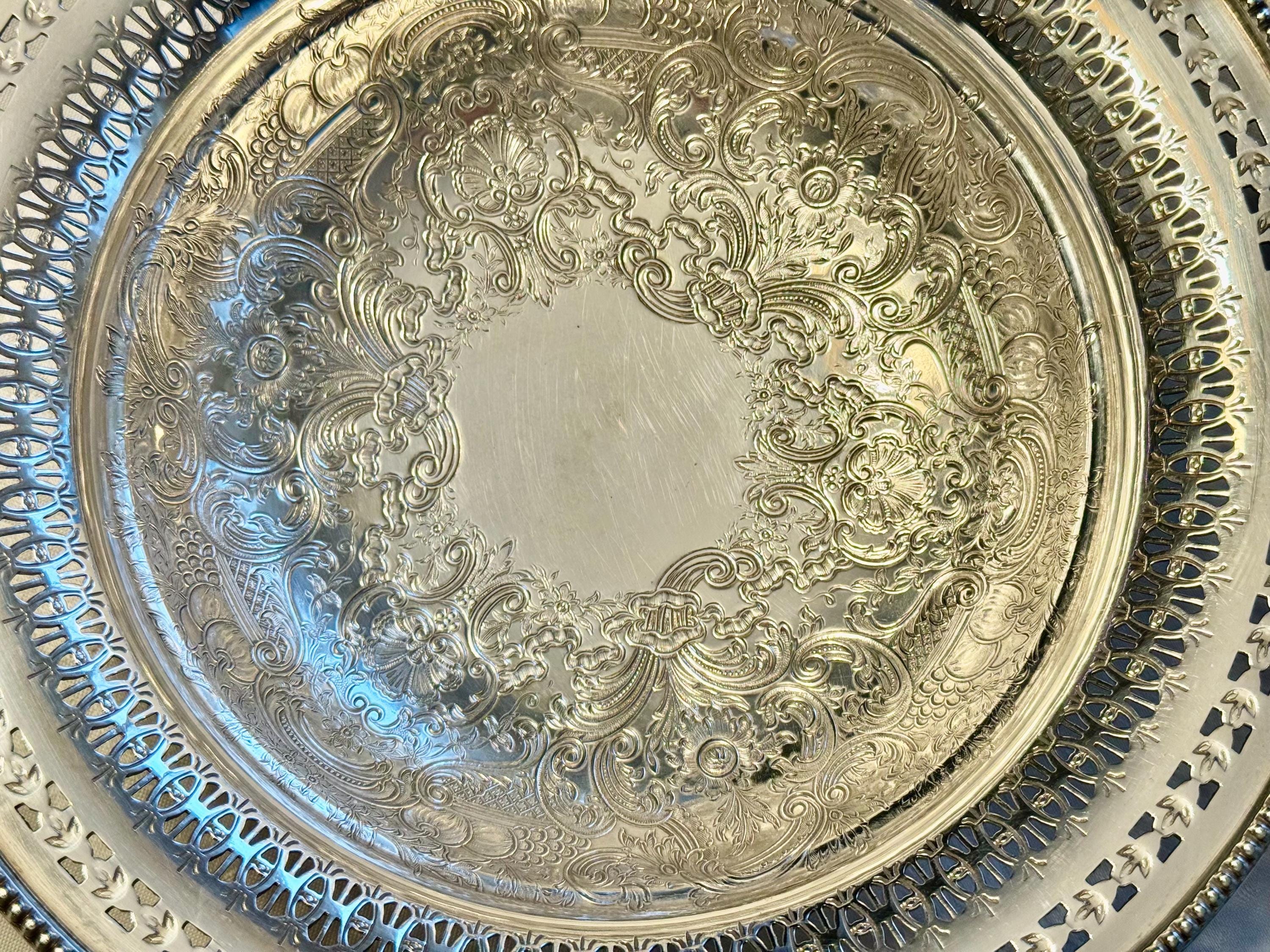 Heavy Antique Silverplate “Cavendish Plate” Pedestal Serving Bowl – Made in England