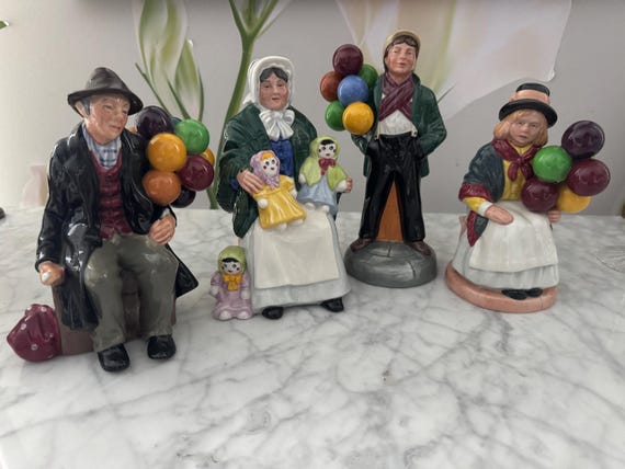 Royal Doulton Balloon Sellers Figurines, Hand-Painted English Porcelain, Vintage Collectible