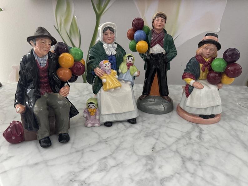 Royal Doulton Balloon Sellers Figurines, Hand-Painted English Porcelain, Vintage Collectible image 1