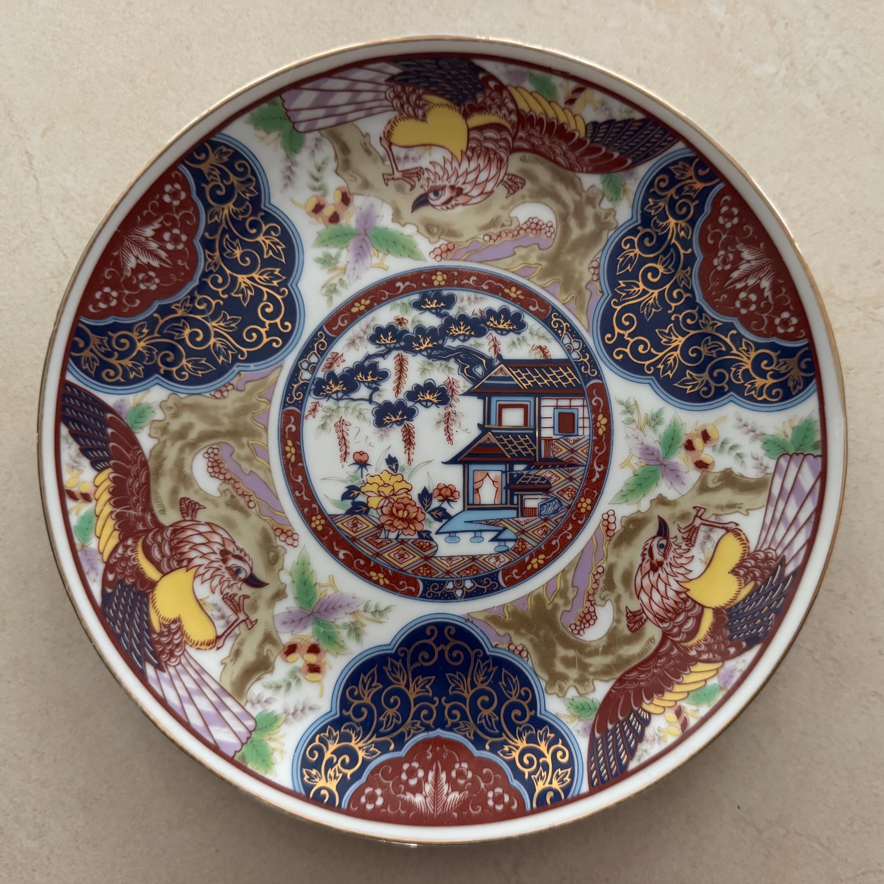 Vintage Imari Style Wall Plate Gallery – 7 Piece Mixed Porcelain Collection