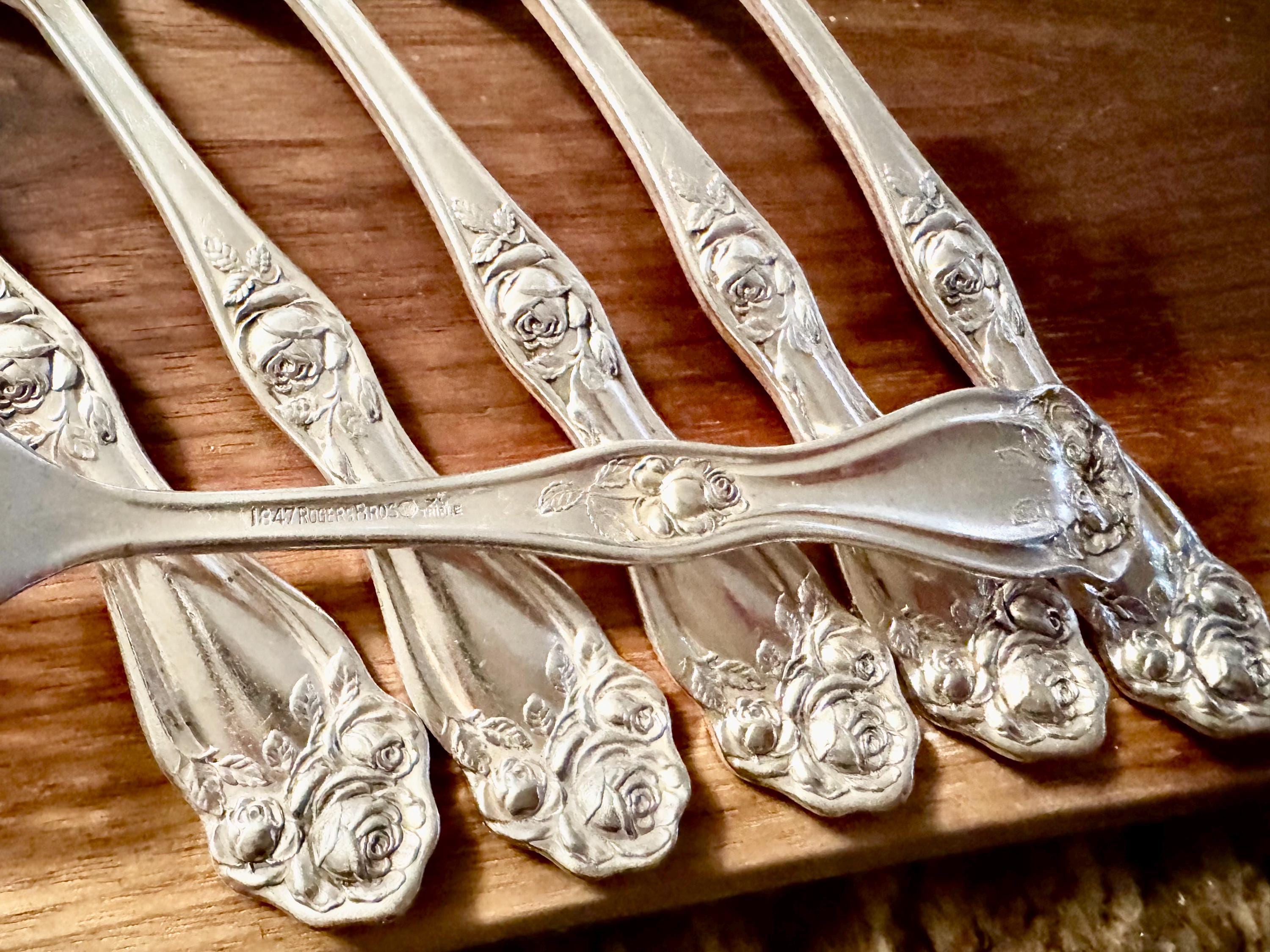 American Beauty Rose Dinner Forks – Set of 6 – International Silver (1909)