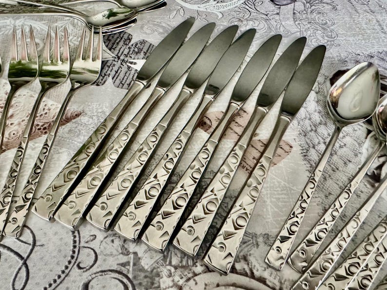 Vintage “Navaho” Stainless Flatware Set by 1847 Rogers Bros – Mid Century Modern (32pcs) bild 3